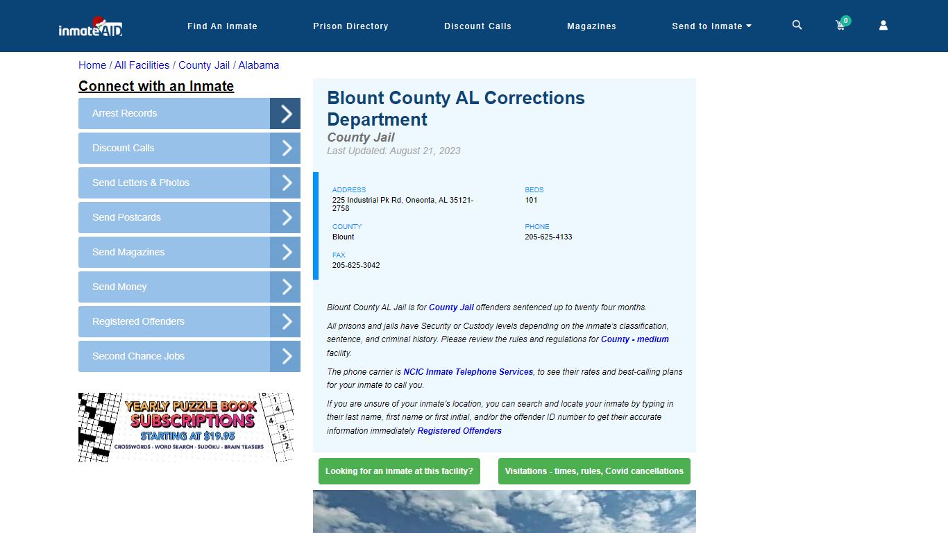 Blount County AL Corrections Department - Inmate Locator - Oneonta, AL